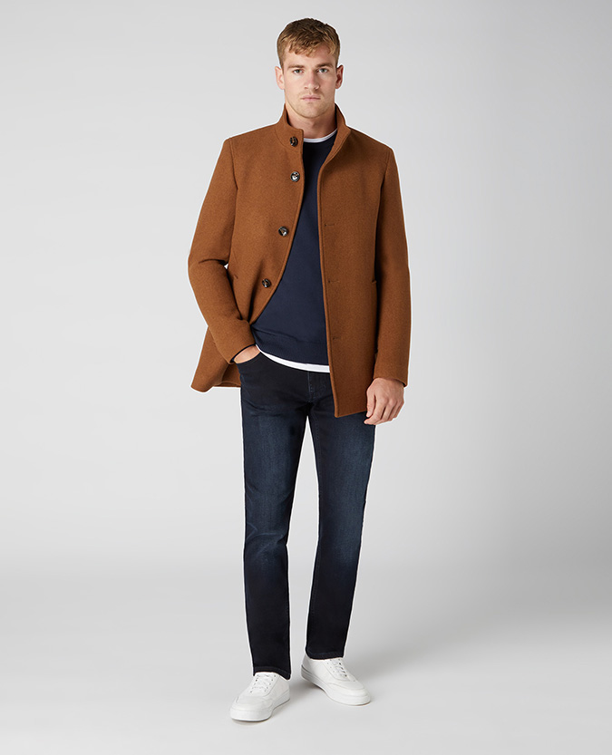 Tapered Fit Wool-Blend Tailored Coat