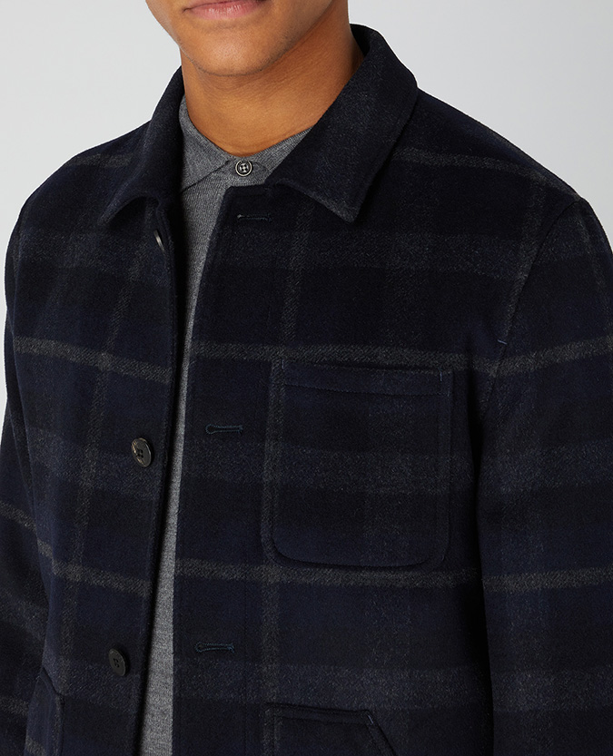 Tapered Fit Wool-Blend Casual Overshirt Jacket
