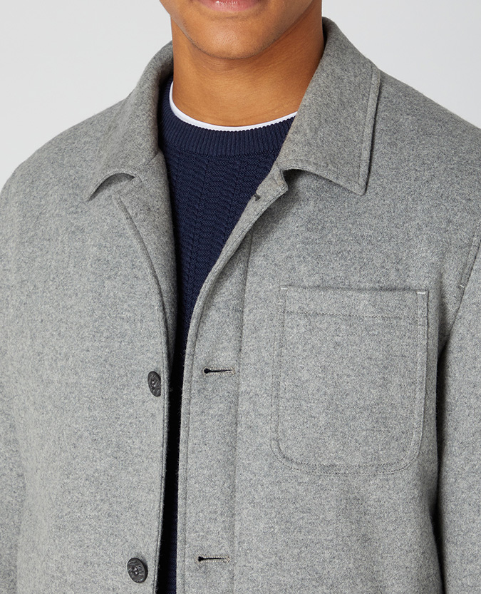 Tapered Fit Wool-Rich Casual Overshirt Jacket