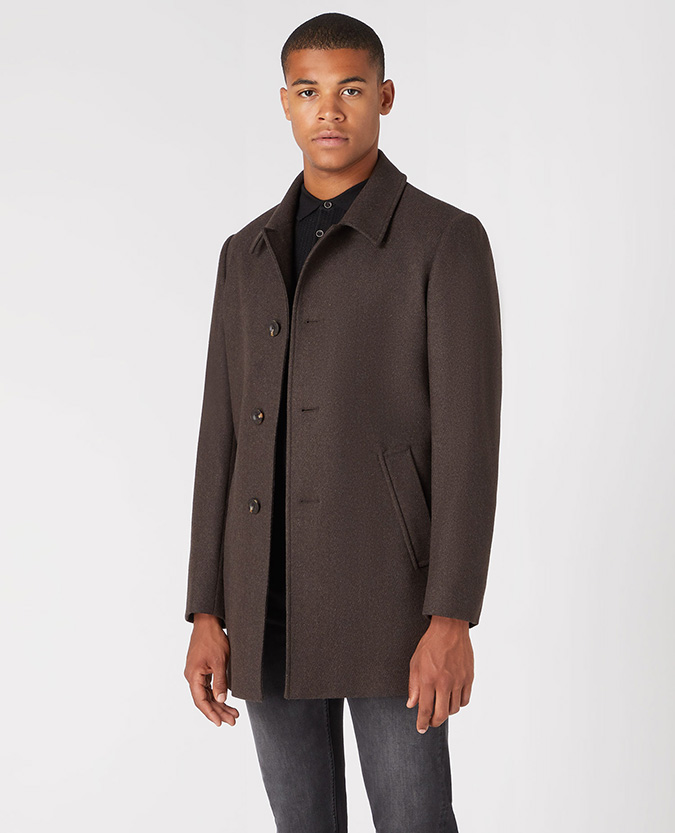 Tapered Fit Wool-Rich Overcoat