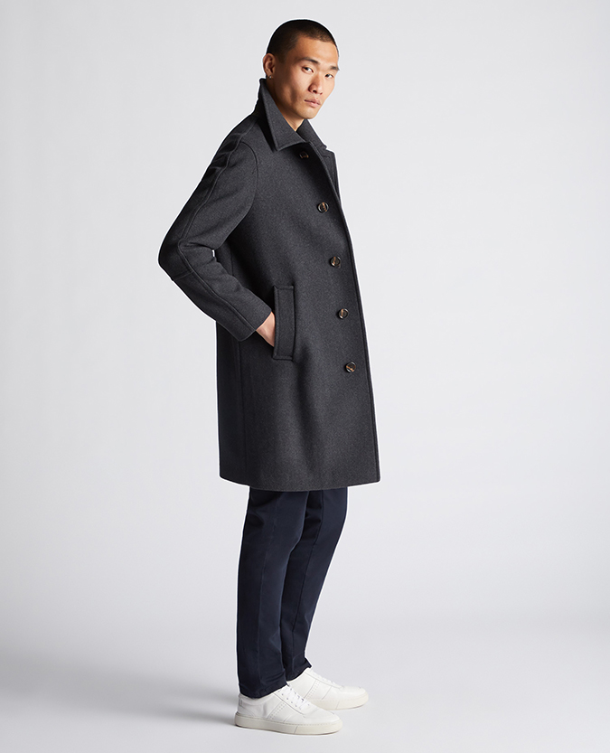 Relaxed Fit Wool-Blend Tailored Coat