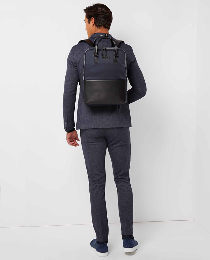 Leather-Trimmed Backpack